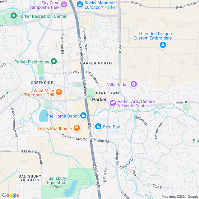 Map of Parker, Colorado