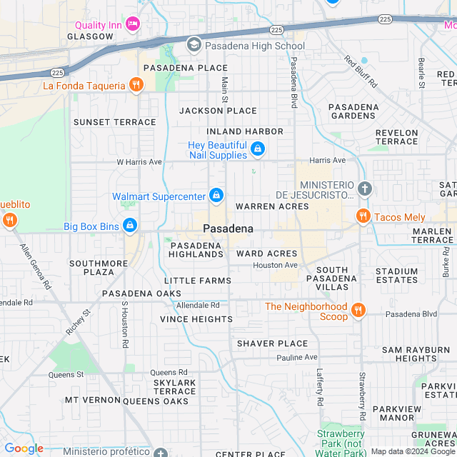 Map of Pasadena, Texas