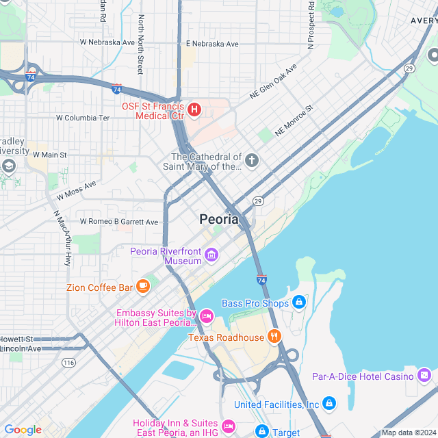 Map of Peoria, Illinois