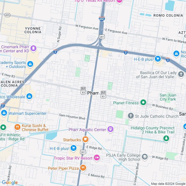 Map of Pharr, Texas