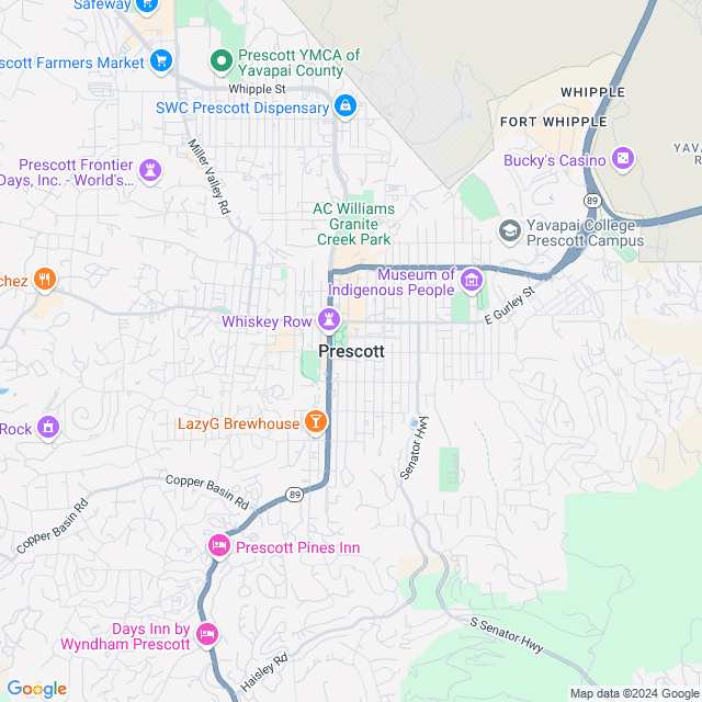 Map of Prescott, Arizona