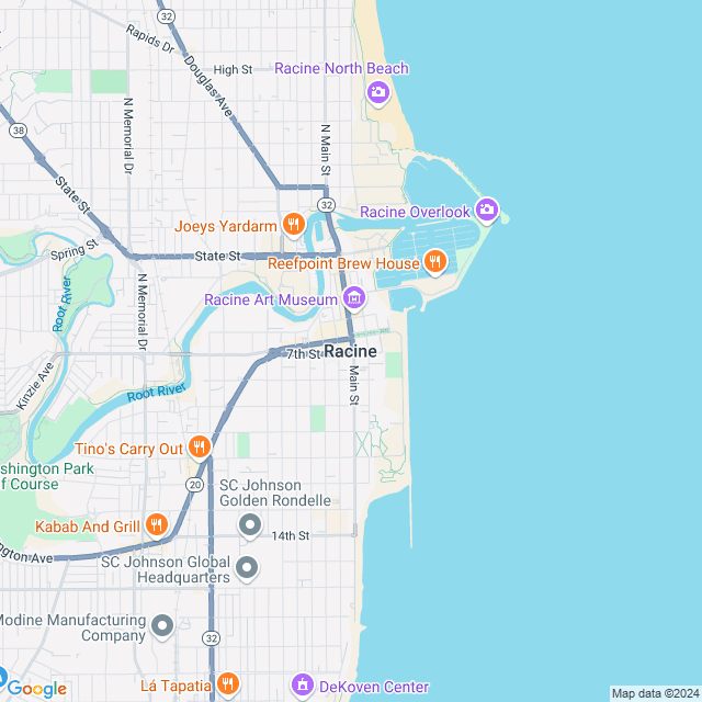 Map of Racine, Wisconsin