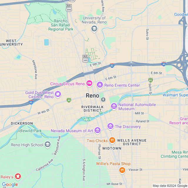 Map of Reno, Nevada