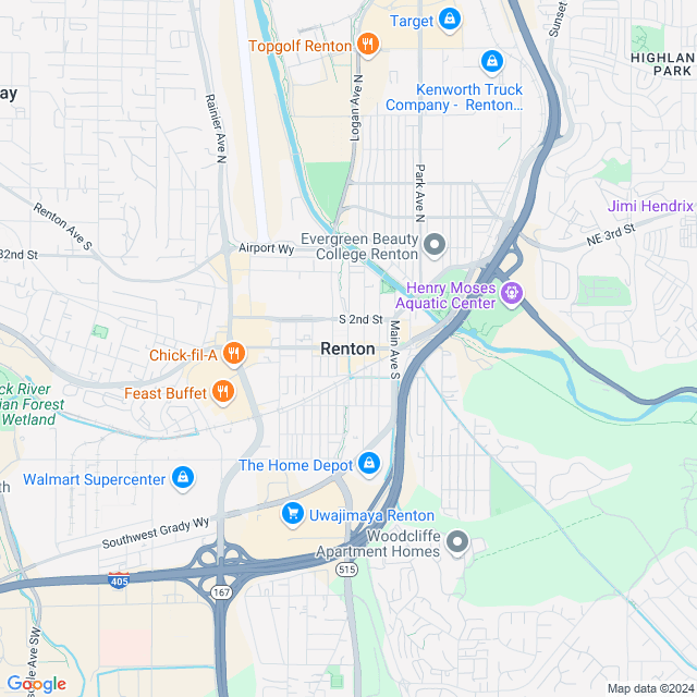 Map of Renton, Washington