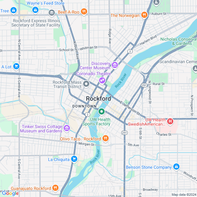 Map of Rockford, Illinois