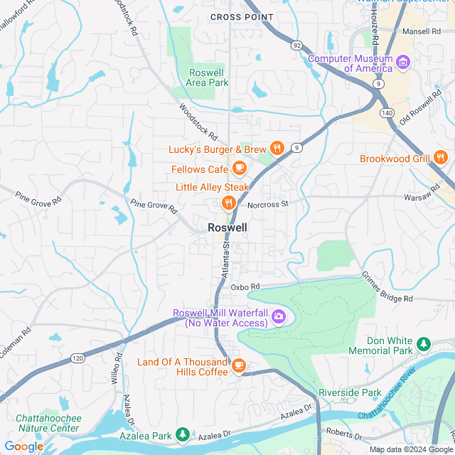 Map of Roswell, Georgia