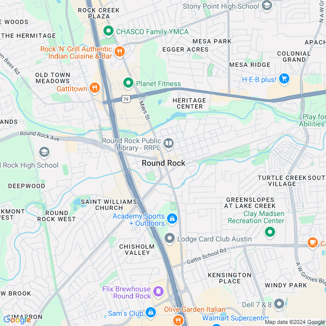 Map of Round Rock, Texas