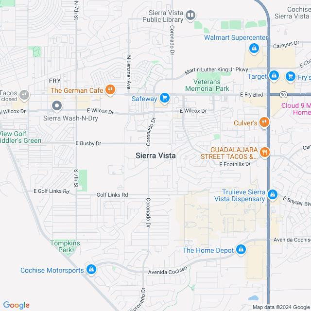 Map of Sierra Vista, Arizona