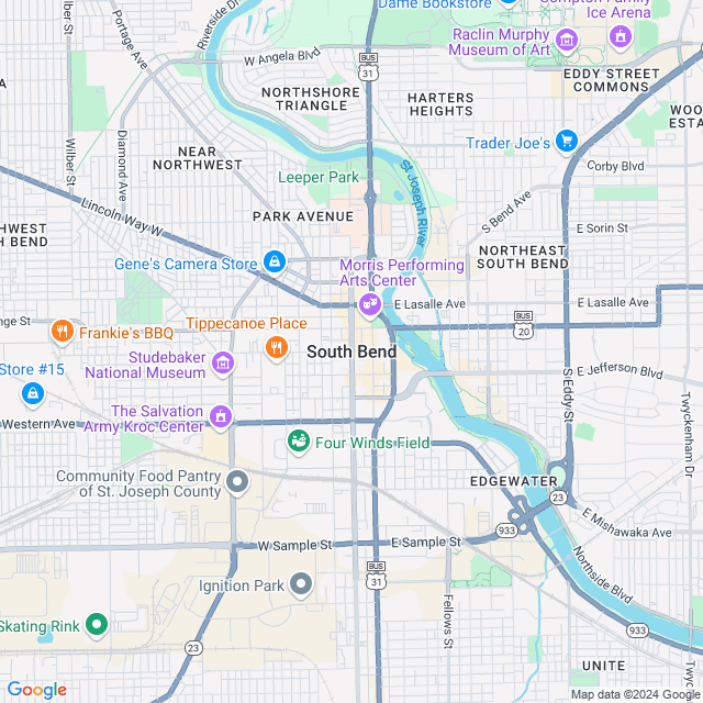 Map of South Bend, Indiana