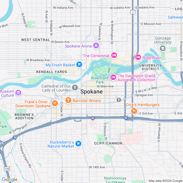 Map of Spokane, Washington