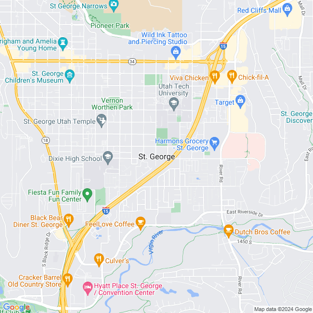 Map of St. George, Utah