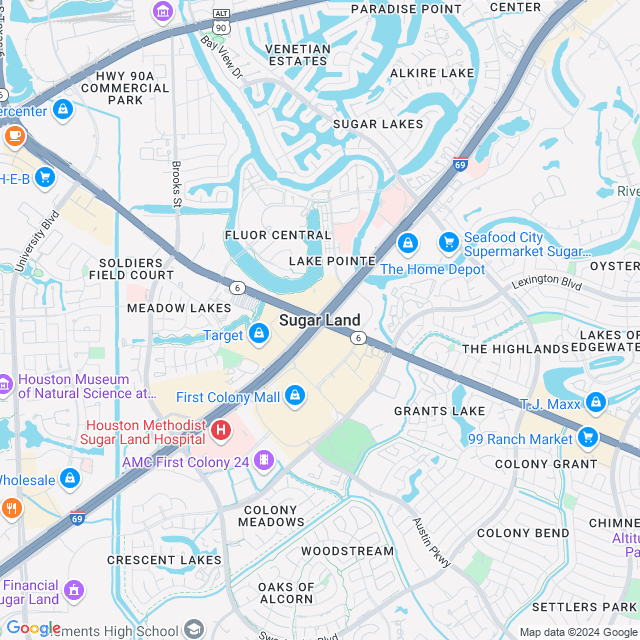 Map of Sugar Land, Texas