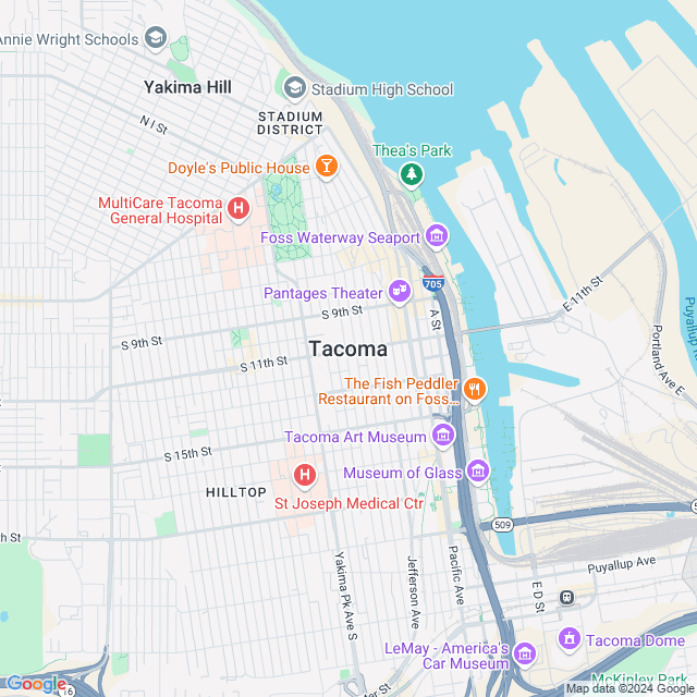 Map of Tacoma, Washington