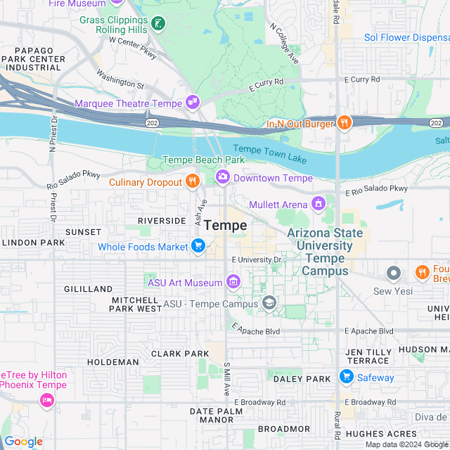 Map of Tempe, Arizona