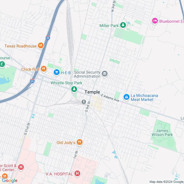 Map of Temple, Texas