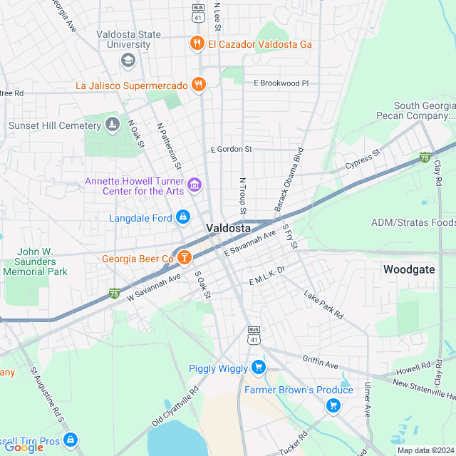 Map of Valdosta, Georgia