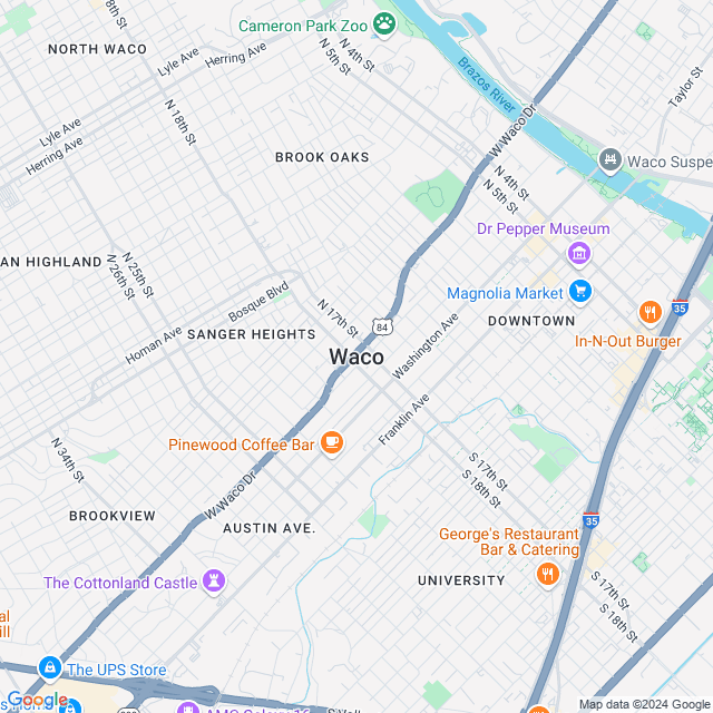 Map of Waco, Texas