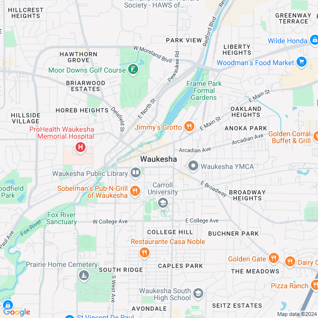 Map of Waukesha, Wisconsin