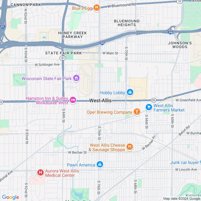 Map of West Allis, Wisconsin