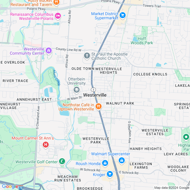 Map of Westerville, Ohio