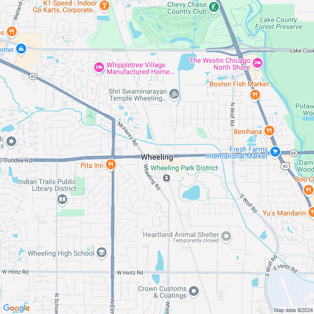 Map of Wheeling, Illinois