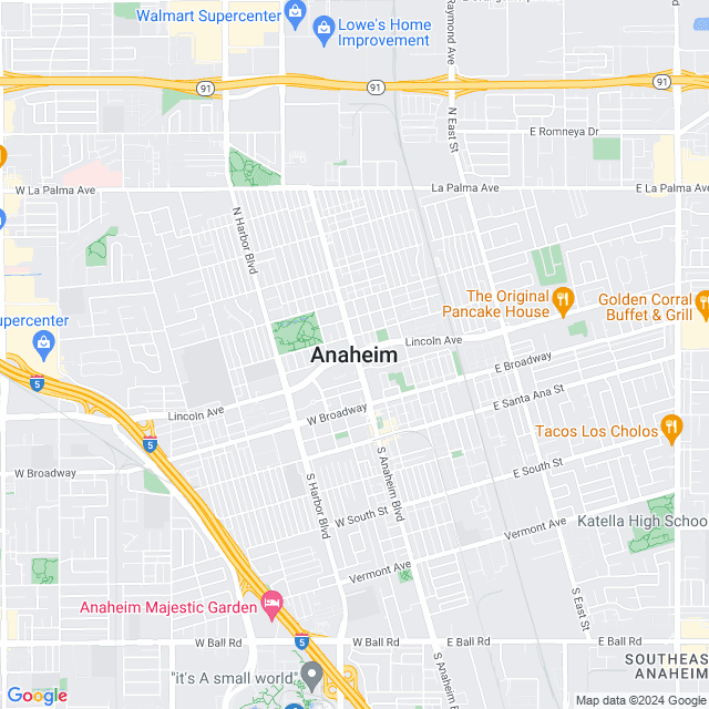 Map of Anaheim, California
