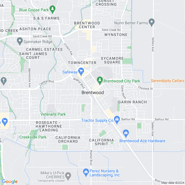 Map of Brentwood, California