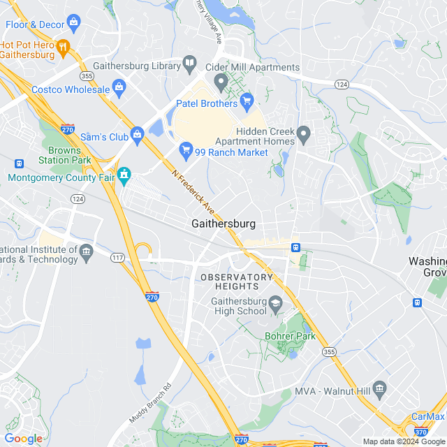Map of Gaithersburg, Maryland