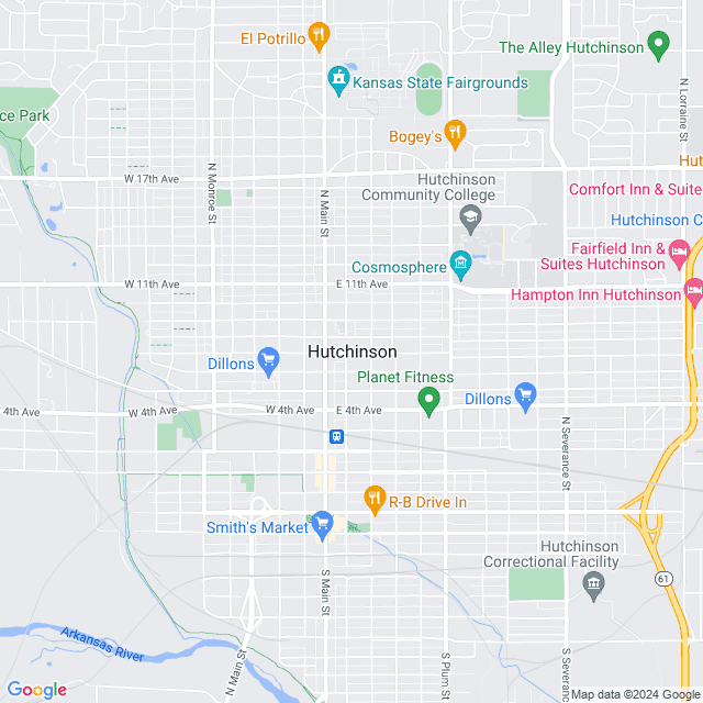 Map of Hutchinson, Kansas