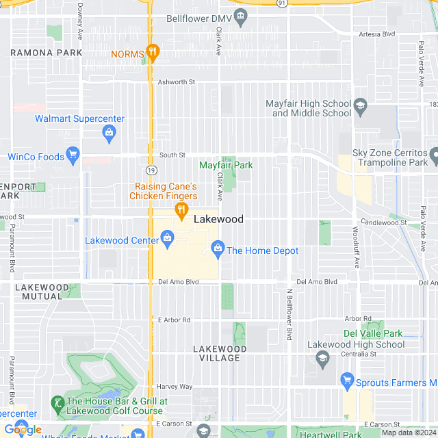 Map of Lakewood, California
