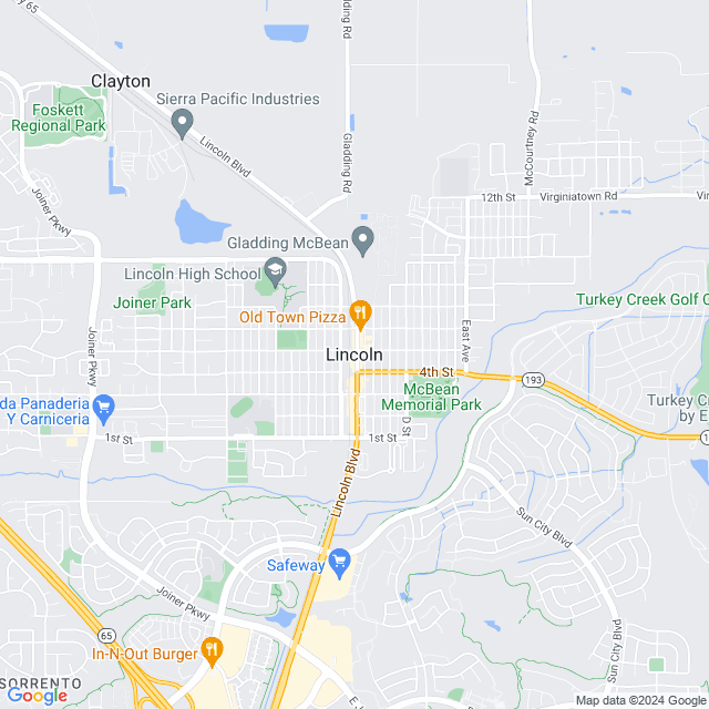 Map of Lincoln, California