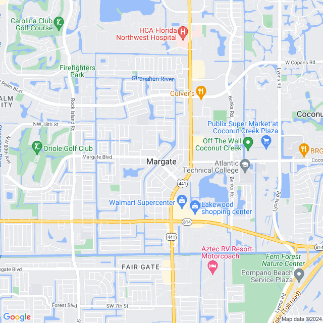Map of Margate, Florida