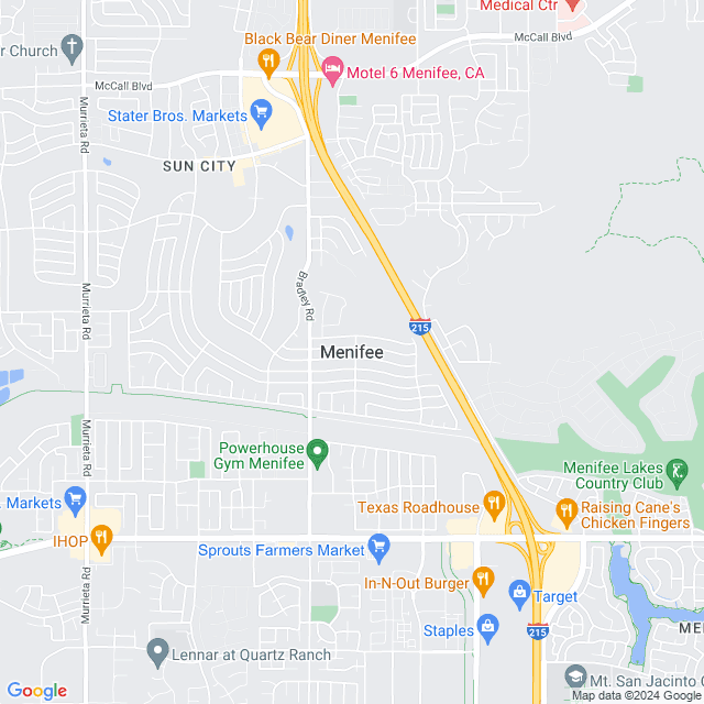 Map of Menifee, California