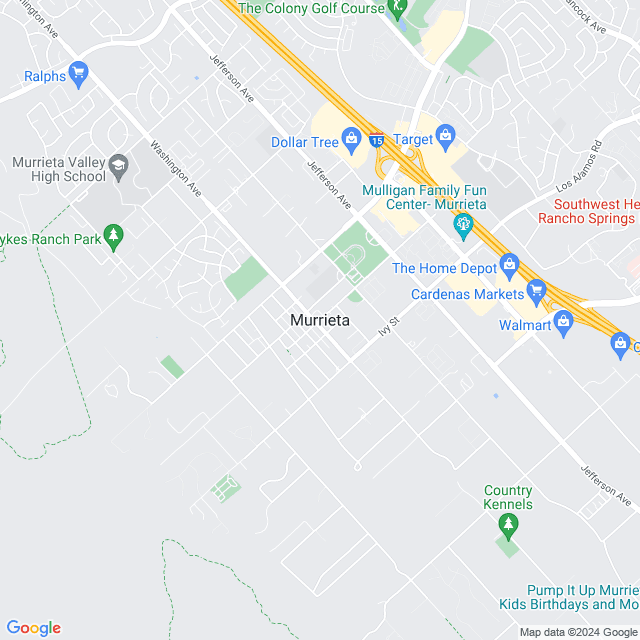 Map of Murrieta, California