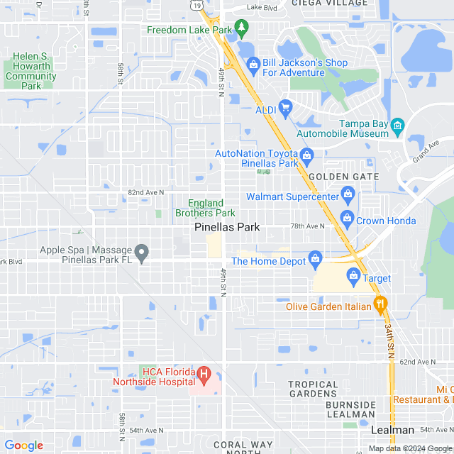 Map of Pinellas Park, Florida