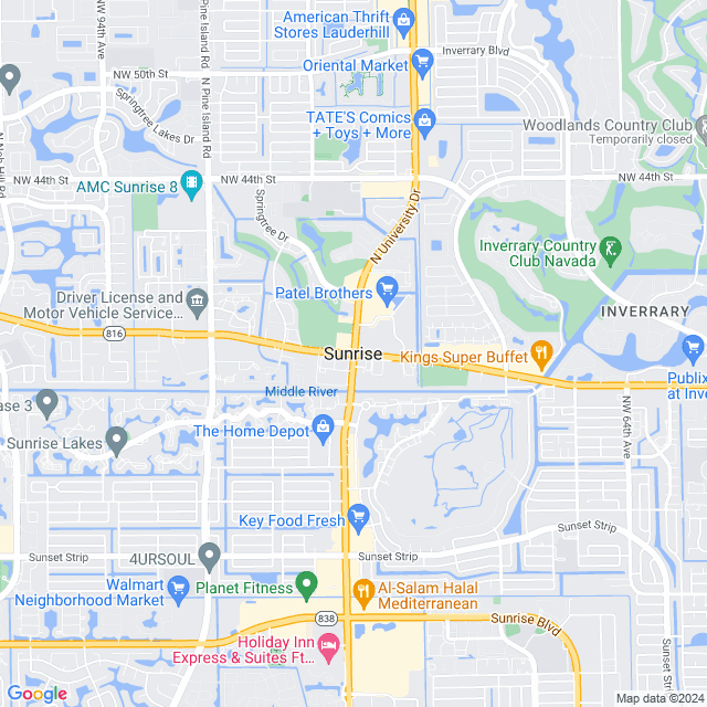 Map of Sunrise, Florida