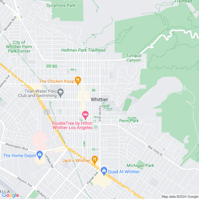 Map of Whittier, California